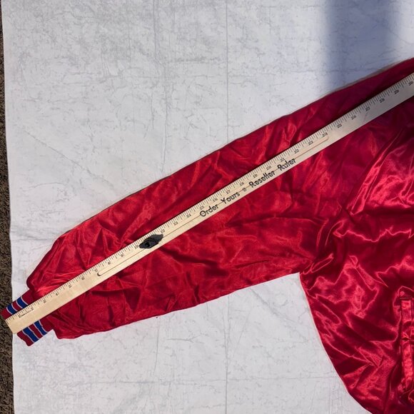 Vintage Nabisco Ritz Crackers Jukebox Red Satin Bomber Jacket Size M 3 Strikes - Picture 7 of 10